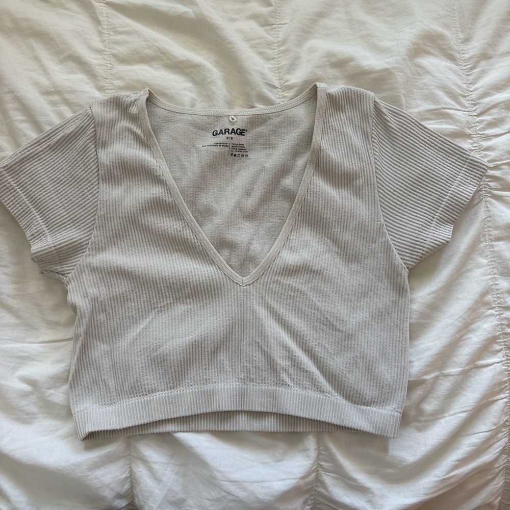 Garage cream Vneck and crop top